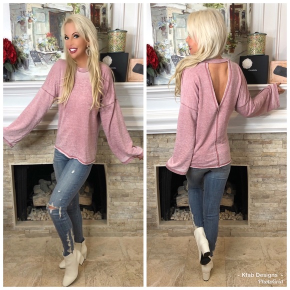 🛍LAST 1! Mineral Wash Back Detail Blush Top! - Picture 2 of 7